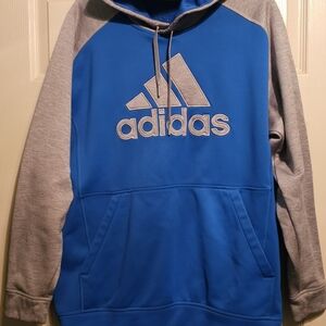 Adidas Men's Blue and Gray Hoodie